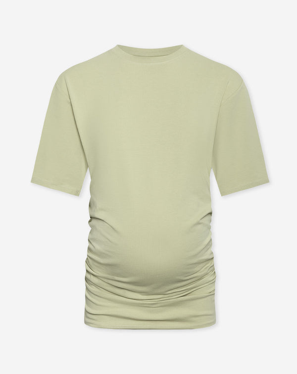 GATHERED SHORT SLEEVE TEE MATERNITY PISTACHE