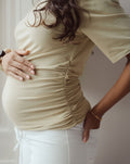 GATHERED SHORT SLEEVE TEE MATERNITY PISTACHE