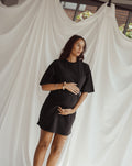 PLEATY DRESS MATERNITY BLACK