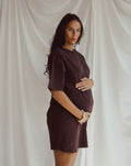 PLEATY DRESS MATERNITY BROWN