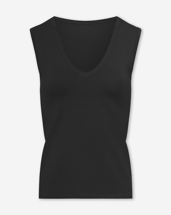 SLEEVELESS VNECK TOP BLACK