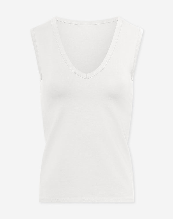 SLEEVELESS VNECK TOP CRÈME