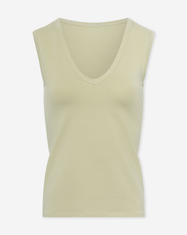 SLEEVELESS VNECK TOP PISTACHE