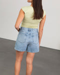 SIDE HEART DENIM MOM SHORT PISTACHE
