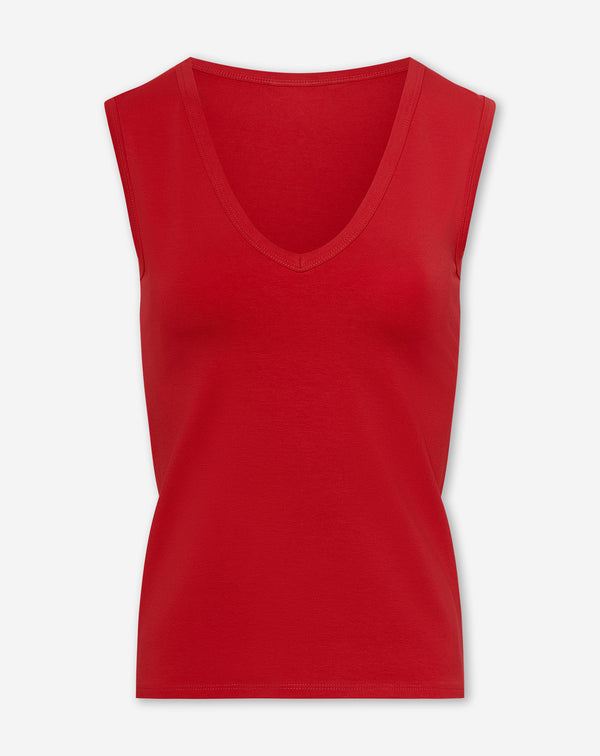 SLEEVELESS VNECK TOP ROOD
