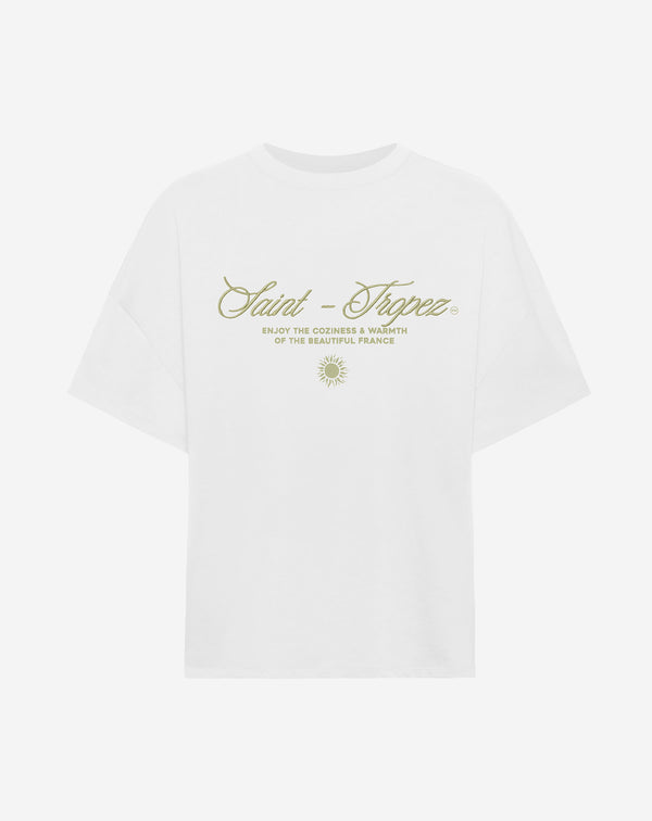 SAINT TROPEZ EMBROIDERY OVERSIZED TEE CRÈME