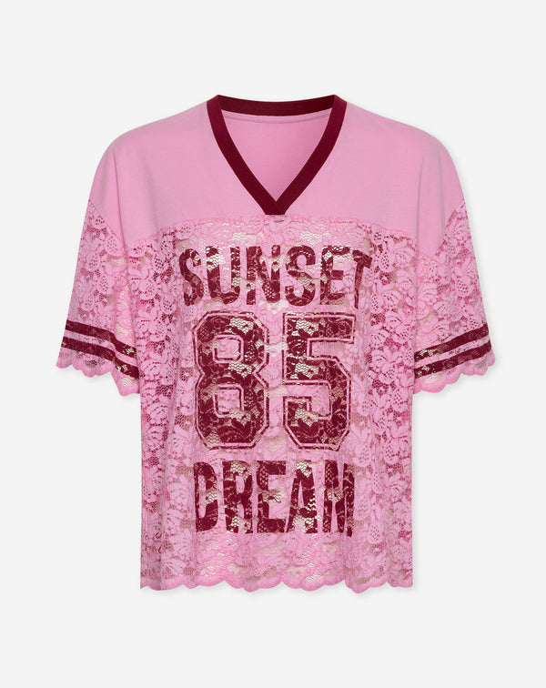SUNSET LACE SPORTS TEE ROZE