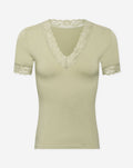 LACE VNECK SHORT SLEEVE TOP PISTACHE