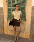 LACE VNECK SHORT SLEEVE TOP PISTACHE