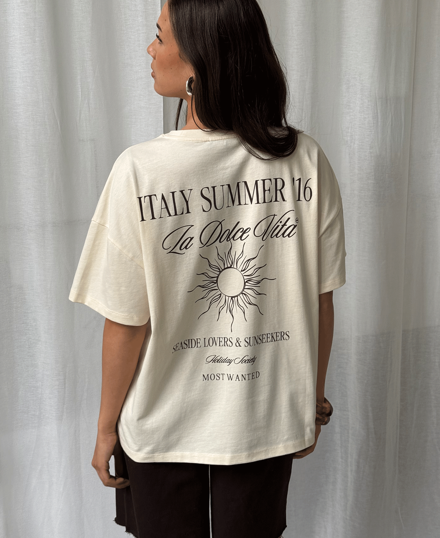LA DOLCE VITA OVERSIZED TEE BEIGE