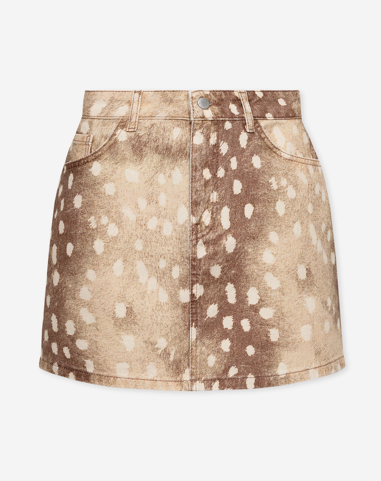DEER PRINT DENIM SKIRT CAMEL