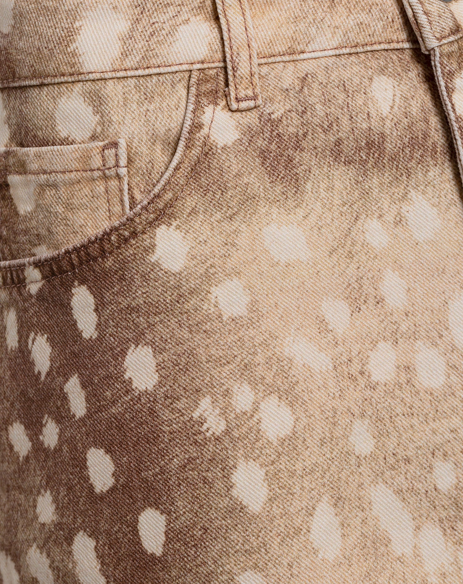 DEER PRINT DENIM SKIRT CAMEL