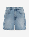 SIDE HEART DENIM MOM SHORT BLAUW