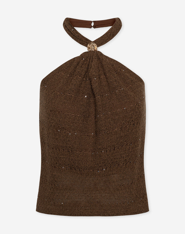 NOREEN KNIT HALTER TOP BRUIN