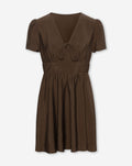 LUX V-NECK DRESS BRUIN