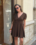LUX V-NECK DRESS BRUIN