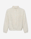 FLOWER SEQUIN BOUCLE BOMBER JACKET CRÈME