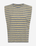 KAILA SLEEVELESS SHOULDER PADDED TEE STRIPED GRIJS GEEL