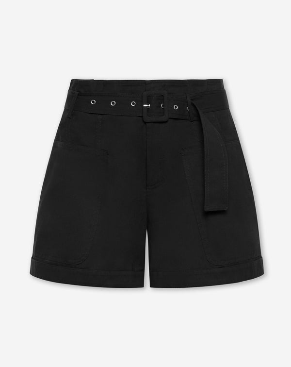 ZORA BELTED CARGO SHORTS ZWART