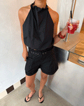 ZORA BELTED CARGO SHORTS ZWART