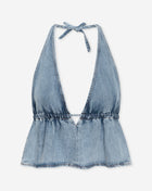 LOTTE HALTER DENIM TOP MID BLUE