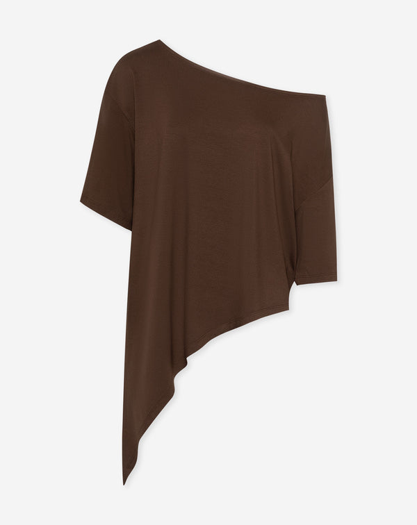 ASYMMETRIC OFF SHOULDER TEE BRUIN