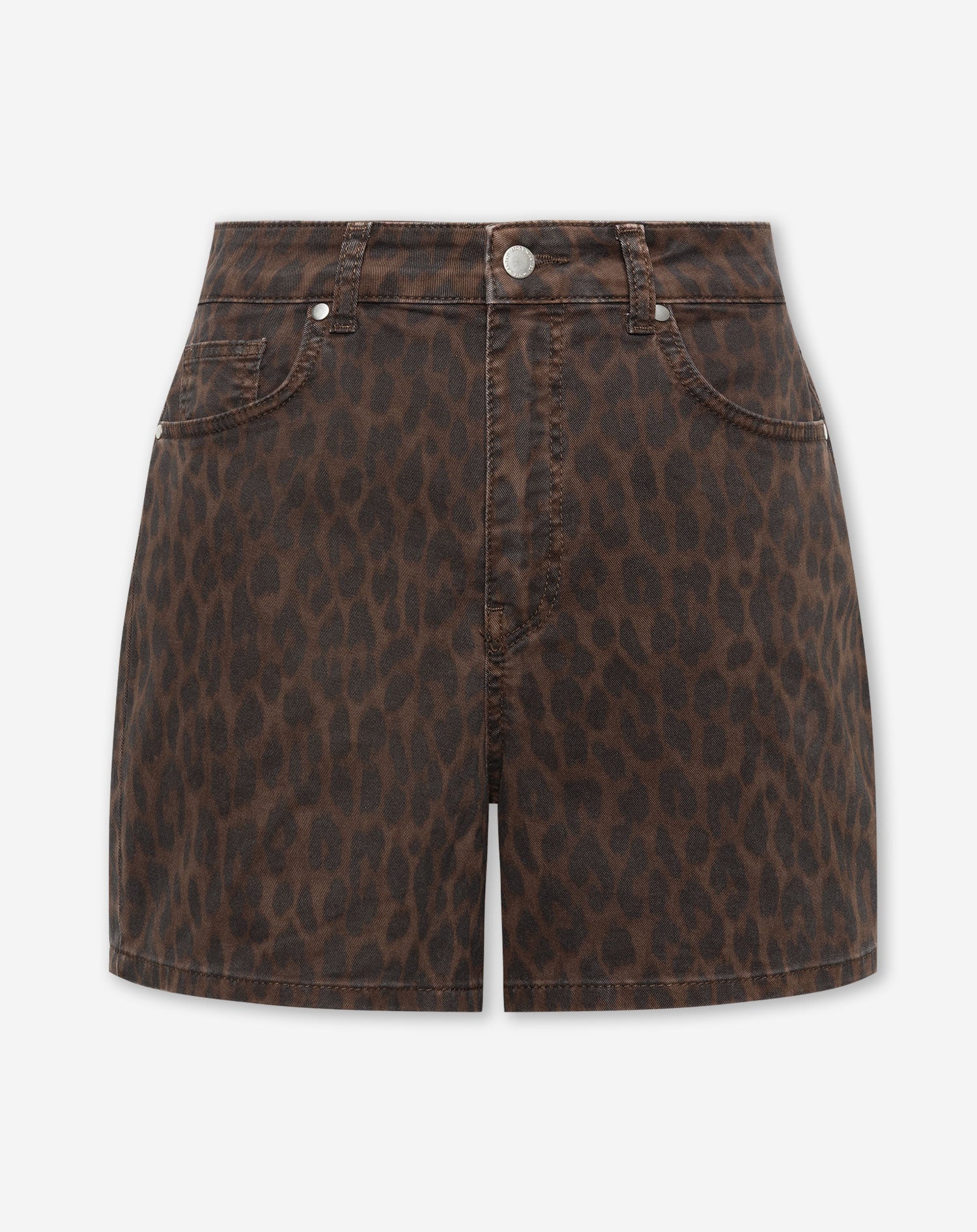 LEOPARD COMFORT DENIM SHORT BRUIN