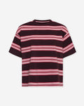 LAINE STRIPED SHORT SLEEVE OVERSIZED TEE BURGUNDY ROZE