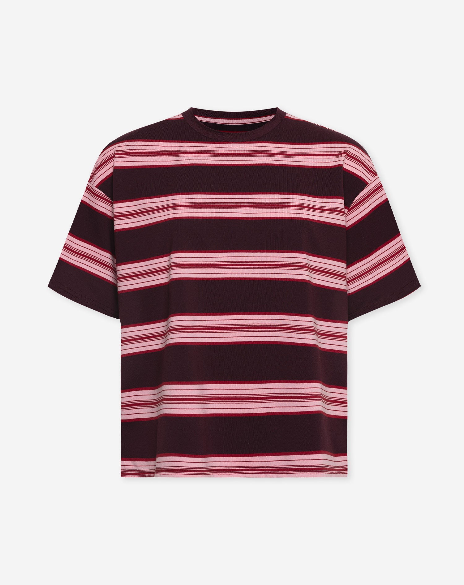 LAINE STRIPED SHORT SLEEVE OVERSIZED TEE BURGUNDY ROZE