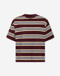 LAINE STRIPED SHORT SLEEVE OVERSIZED TEE BURGUNDY