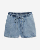 HEART CORD DENIM SHORT MATERNITY BLAUW