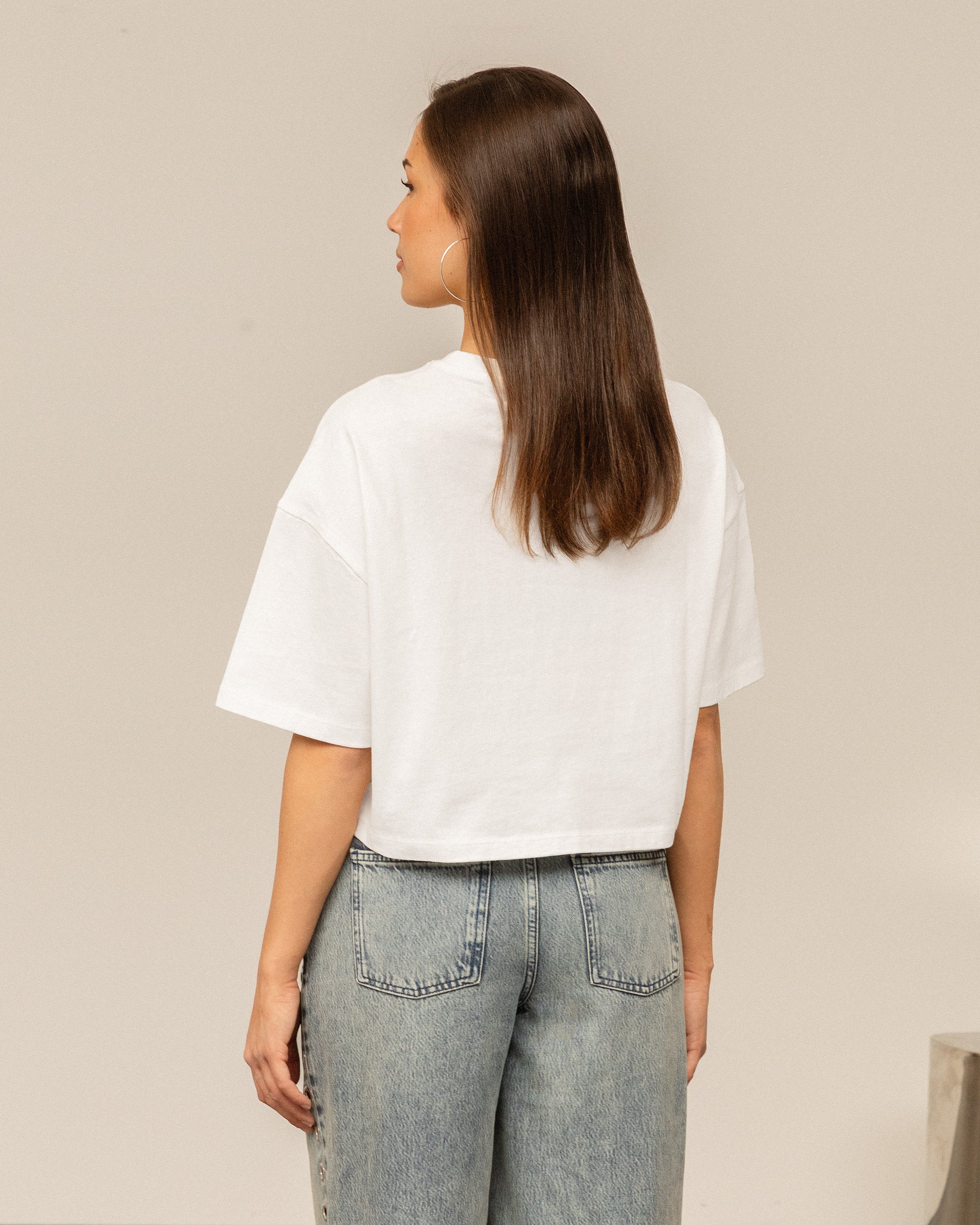 BASIC CROPPED OVERSIZED TEE CRÈME