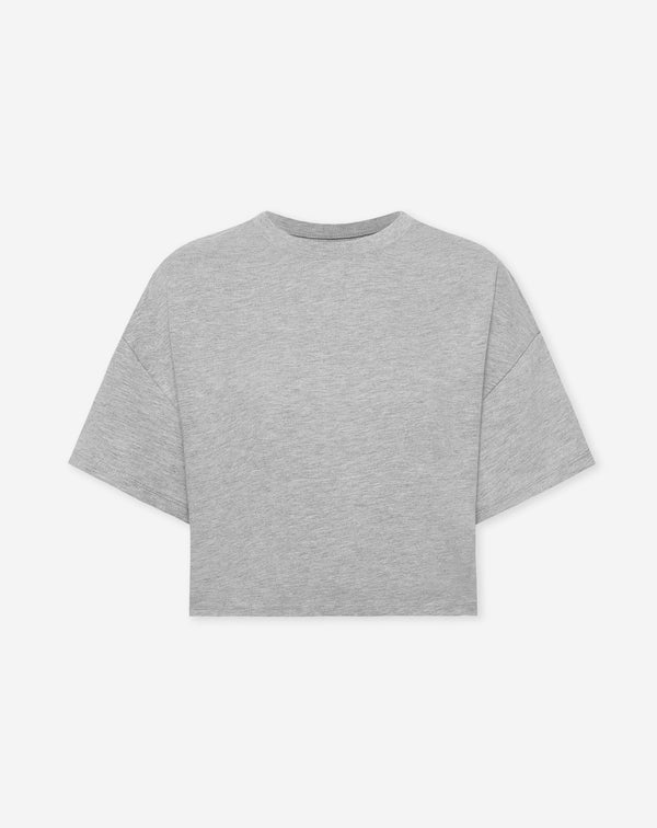 BASIC CROPPED OVERSIZED TEE GRIJS MELANGE
