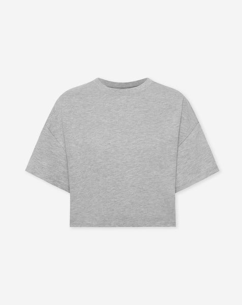 トップス Perverze 25AW CroppedHoodieKnit Top Gray BASIC CROPPED OVERSIZED TEE GRIJS MELANGE | Most Wanted
