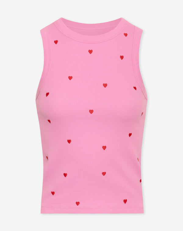 HEART EMBROIDERY SINGLET ROZE