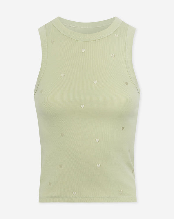 HEART EMBROIDERY SINGLET PISTACHE