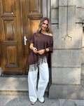FRINGE TEE BROWN