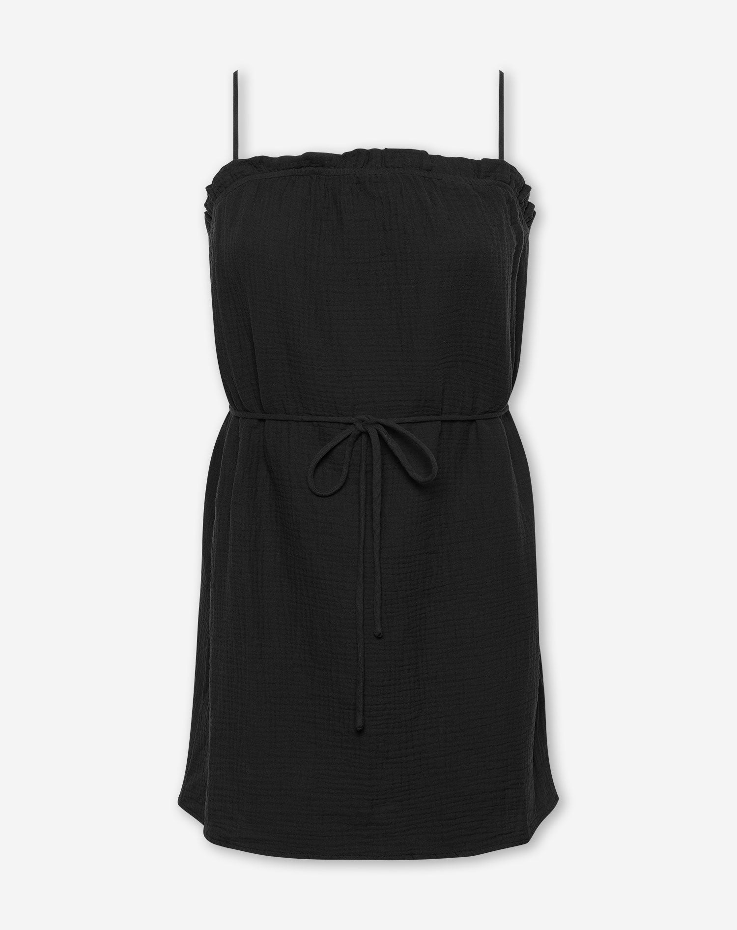 MOUSELINE SHORT STRAP DRESS BLACK