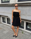 MOUSSELINE SHORT STRAP DRESS ZWART