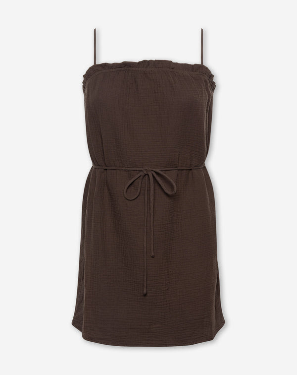 MOUSSELINE SHORT STRAP DRESS BRUIN