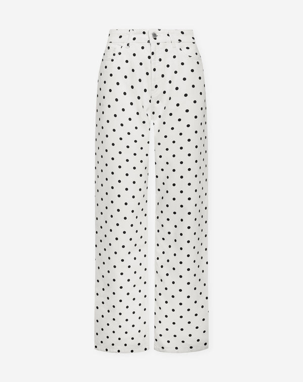 POLKA DOT WIDE LEG JEANS WIT