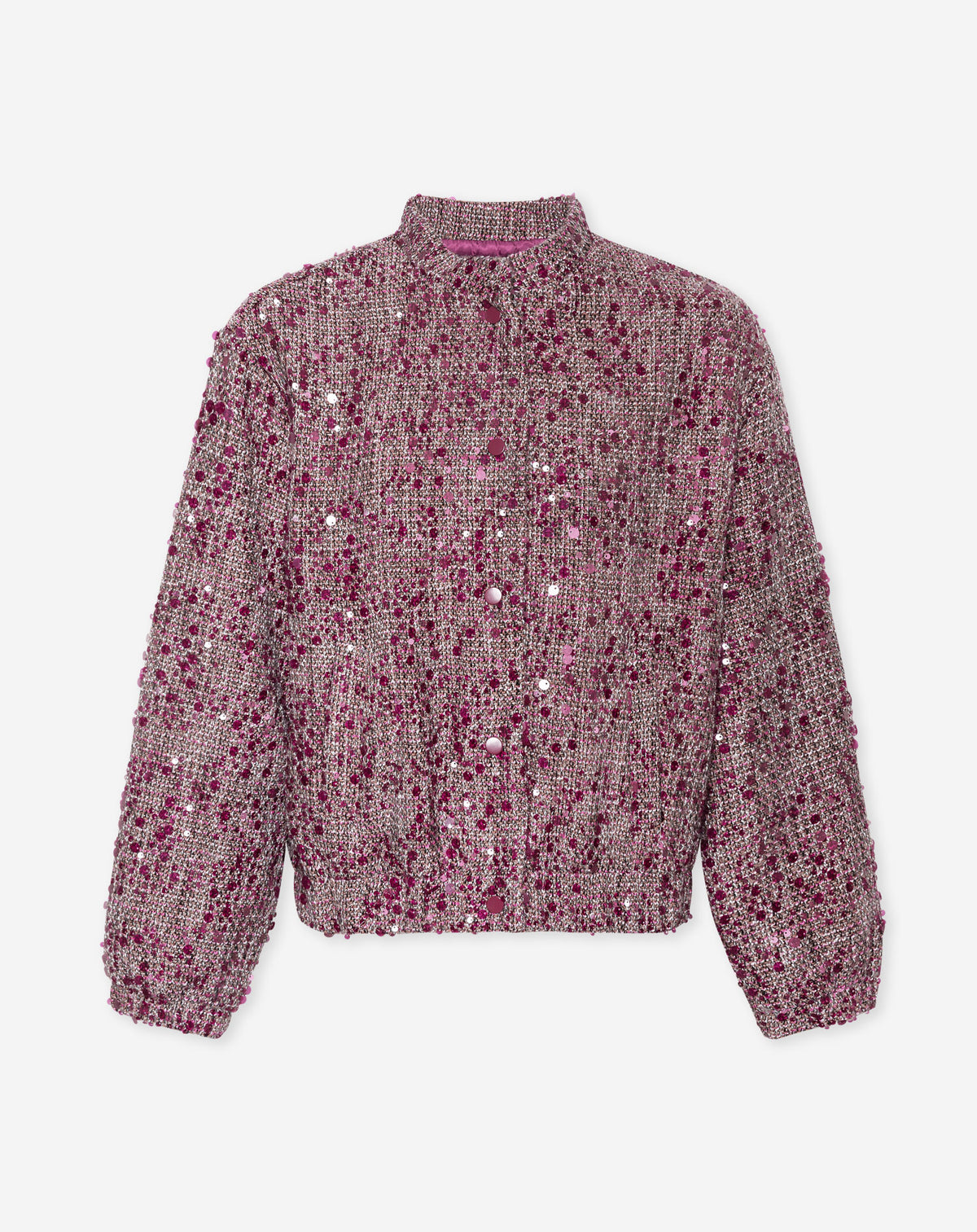 RIKA SEQUIN BOUCLE BOMBER CHERRY
