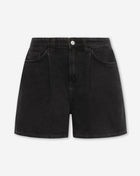 LOTTE PLEATED DENIM SHORT DONKERGRIJS