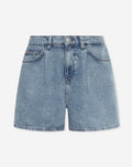LOTTE PLEATED DENIM SHORT MID BLAUW