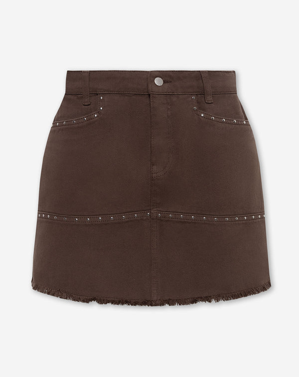 VICKY STUD DENIM SKIRT BRUIN
