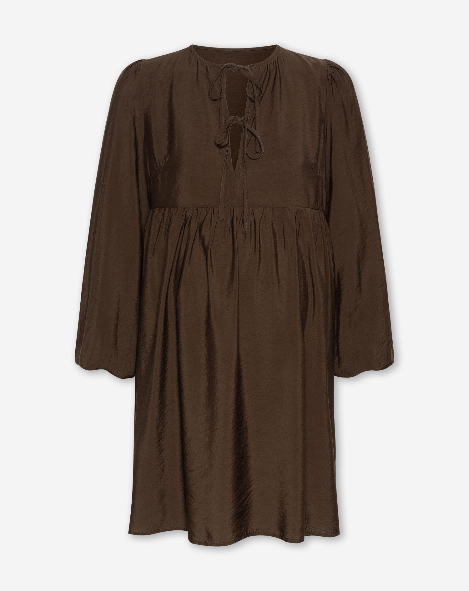 LUX V-NECK BOW MATERNITY DRESS BRUIN