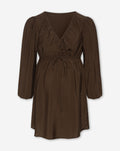 LUX V NECK MATERNITY DRESS BROWN