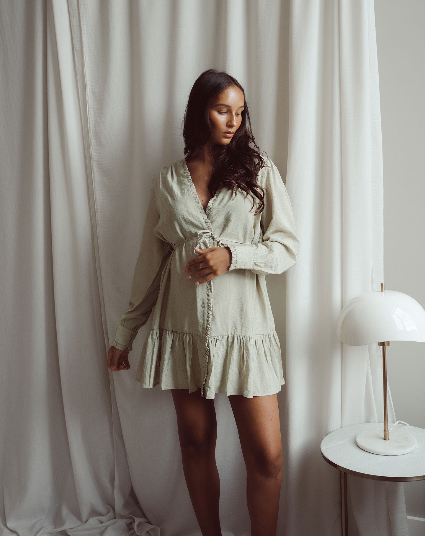 LUX RUFFLE MATERNITY DRESS SALIEGROEN