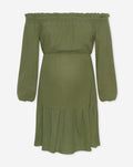 MOUSSELINE OFFSHOULDER MATERNITY DRESS OLIJFGROEN