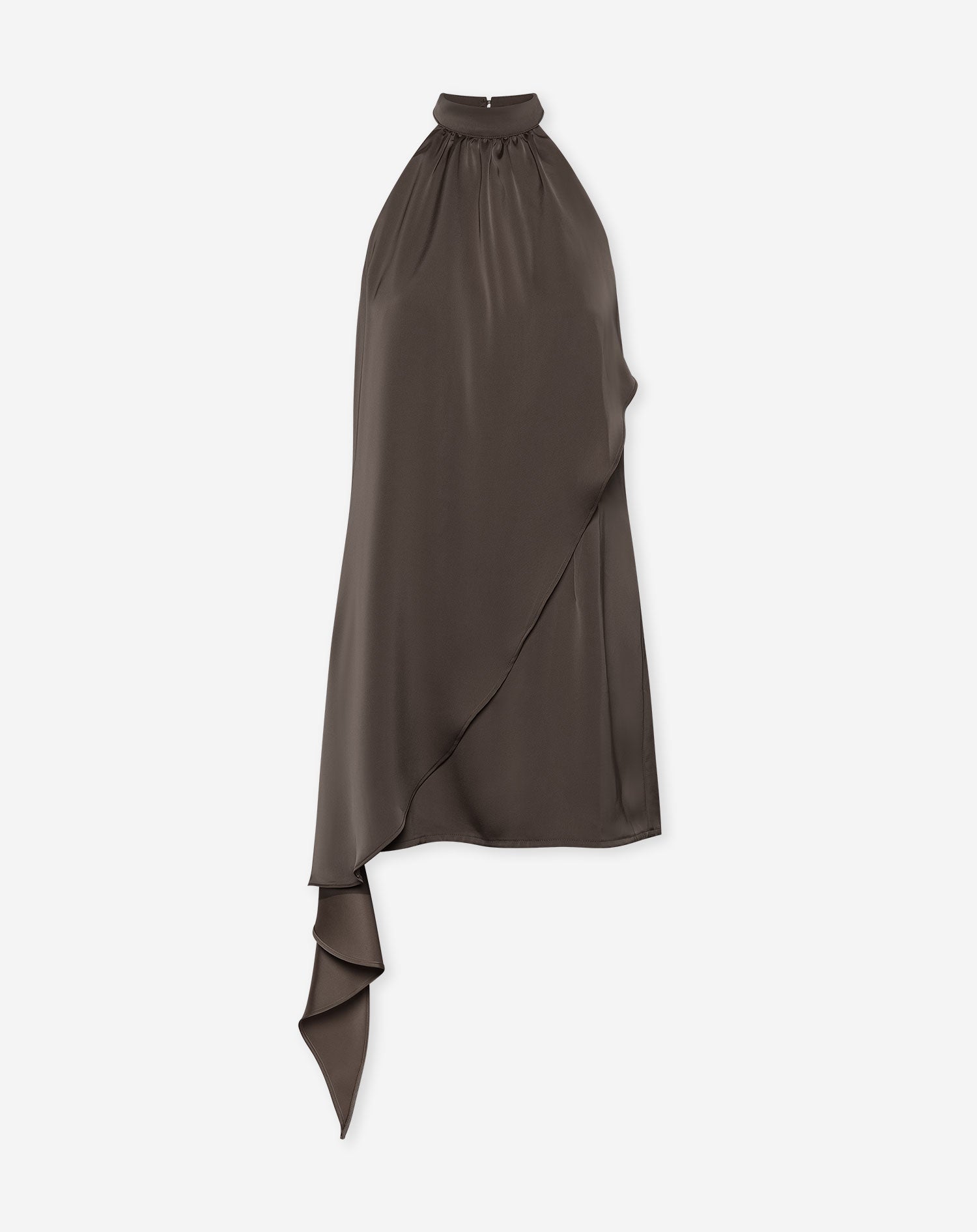 VICE SATIN HALTER DRESS BRUIN